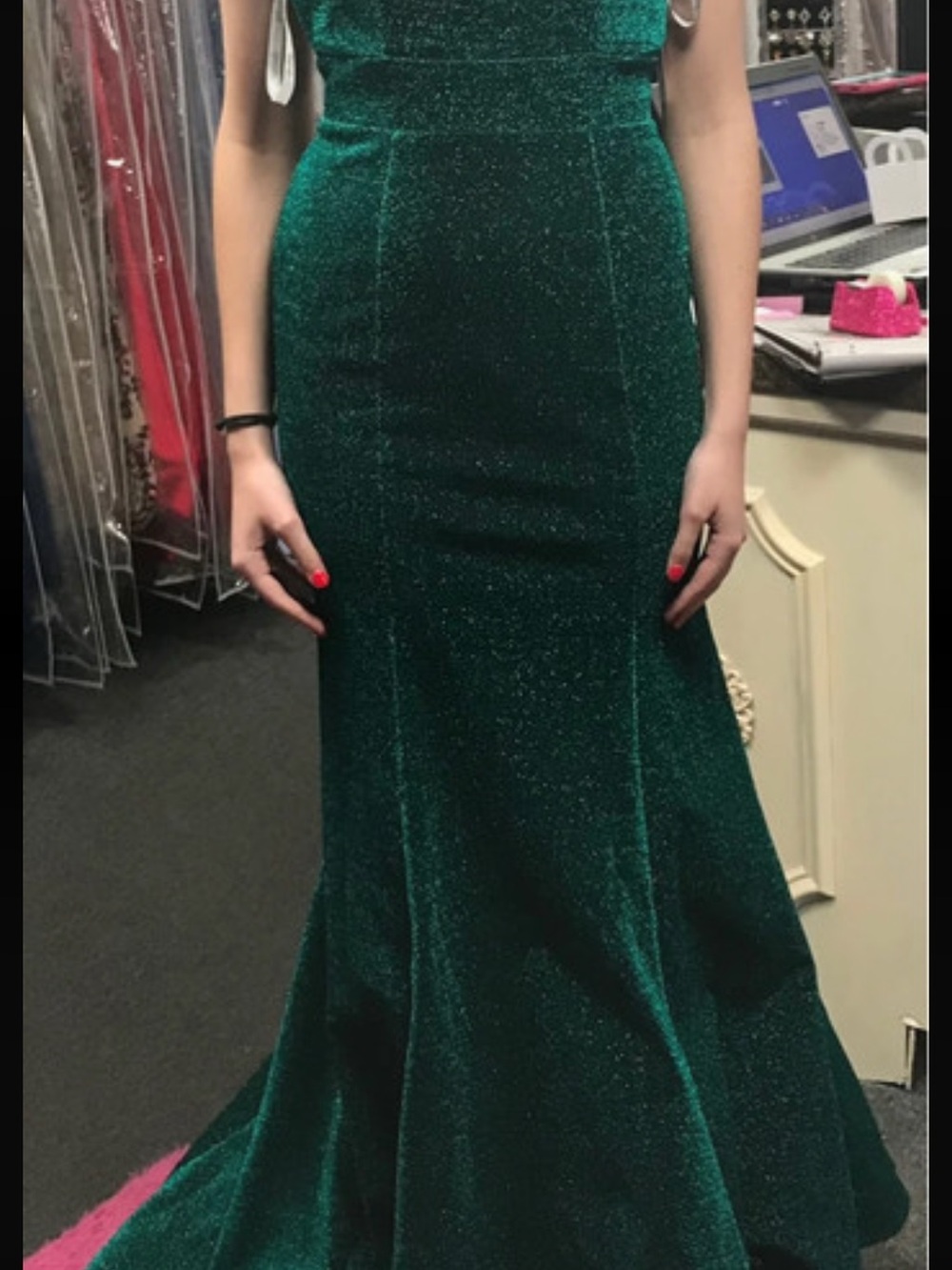 Studio 17 Sparkling Emerald Green Mermaid Gown